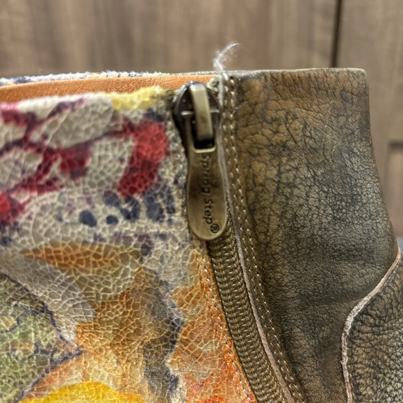 L’Artiste Spring Step 38 (7.5-8) Ankle Boot Leather Zip Boho Butterfly - Picture 10 of 15